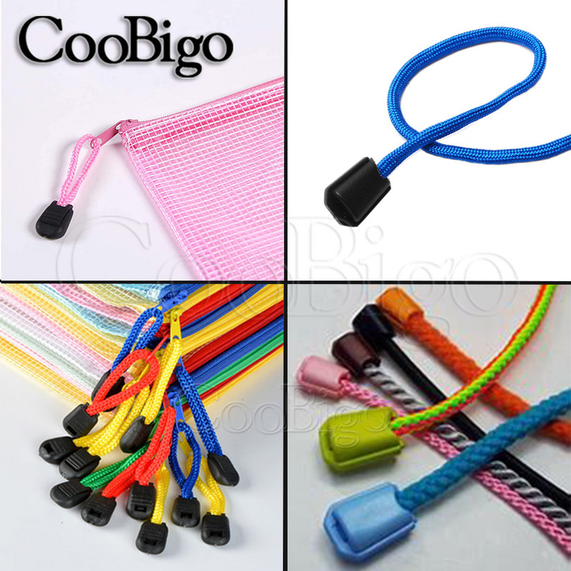 Zsinórvégek kapcsos cipzár lehúzó fekete műanyag Paracord kábelköteghez, hegy zár hátizsák táska ruha barkács kiegészítők 10 db
