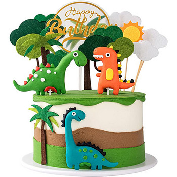 Декорации за торти с динозаври Покрития за торти с динозаври Сладък динозавър Декорации за торта за печене, детски рожден ден Baby Shower парти Консумативи