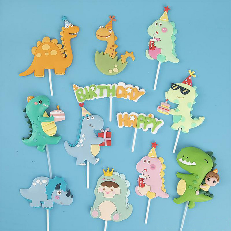 Dinoszaurusz tortadíszek Dinoszaurusz tortafeltétek Aranyos dinoszaurusz tortadíszek Gyerekek születésnapi babaváró parti kellékek