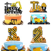 Építőipari kotrógép 1 2 3 4. Boldog születésnapot Tortafedő Ásógép Daru Babazuhany gyerekeknek mérnöki parti kellékek