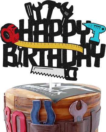 Строителен багер 1 2 3 4th Happy Birthday Cake Topper Машина за копаене Кран Baby Shower Kids Engineering Парти консумативи