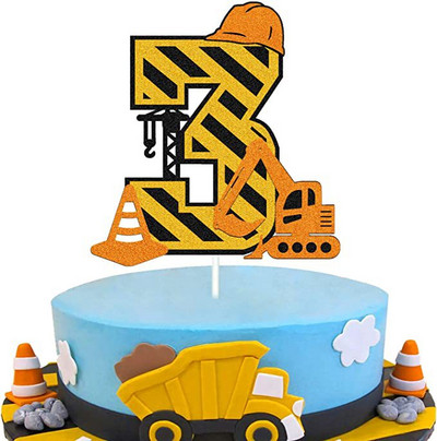 Építőipari kotrógép 1 2 3 4. Boldog születésnapot Tortafedő Ásógép Daru Babazuhany gyerekeknek mérnöki parti kellékek