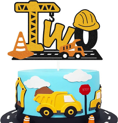 Építőipari kotrógép 1 2 3 4. Boldog születésnapot Tortafedő Ásógép Daru Babazuhany gyerekeknek mérnöki parti kellékek