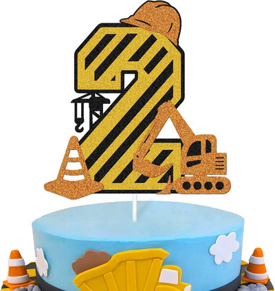 Építőipari kotrógép 1 2 3 4. Boldog születésnapot Tortafedő Ásógép Daru Babazuhany gyerekeknek mérnöki parti kellékek