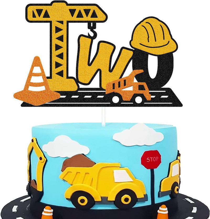 Építőipari kotrógép 1 2 3 4. Boldog születésnapot Tortafedő Ásógép Daru Babazuhany gyerekeknek mérnöki parti kellékek