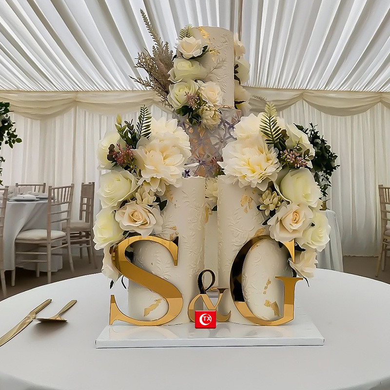 Arany tükör AZ Angol betűs akril tortadíszek Boldog születésnapot nagybetűs esküvői party Cupcake egybetűs tortadíszek