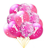 10 gab. Rozā balons 1. dzimšanas dienā, 1 gadu vecs, pirmās dzimšanas dienas ballītes noformējums Lateksa baloni Globosi Baby Shower Girl Favor