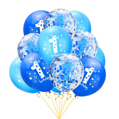 10 gab. Rozā balons 1. dzimšanas dienā, 1 gadu vecs, pirmās dzimšanas dienas ballītes noformējums Lateksa baloni Globosi Baby Shower Girl Favor