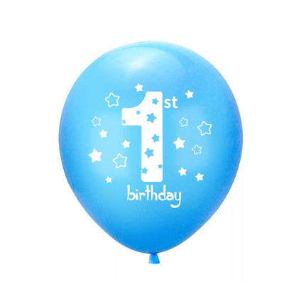 10 gab. Rozā balons 1. dzimšanas dienā, 1 gadu vecs, pirmās dzimšanas dienas ballītes noformējums Lateksa baloni Globosi Baby Shower Girl Favor