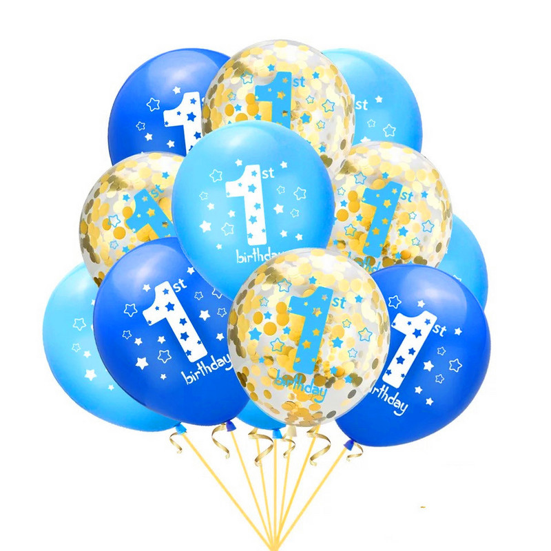 10 gab. Rozā balons 1. dzimšanas dienā, 1 gadu vecs, pirmās dzimšanas dienas ballītes noformējums Lateksa baloni Globosi Baby Shower Girl Favor