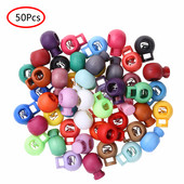 50 gab., pārslēdzami, viena cauruma, ar atsperi noslogota elastīga aukla slēdzenes, klipu gali, apaļas lodītes formas štropes aizbāznis, bīdāmās stiprinājuma pogas