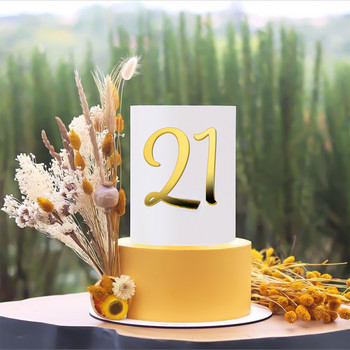 0-9 цифри Златен акрилен топер за торта Вмъкване на акрилна торта Годишнина от сватба Торта за парти за рожден ден Цифрови топери за кексчета Флаг