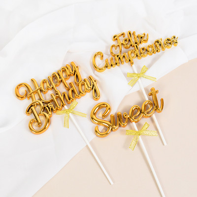 Spanish Happy Birthday Feliz Cumplieanos Cake Topper Триизмерен Cake Topper for Kid Birthday Party Cake Decor Baby Shower