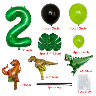 Dinoszaurusz Boldog születésnapot Garland Banner Roar Dino Party Balloons Jungle Animal Safari 1. Kids Születésnapi parti dekorációs kellékek