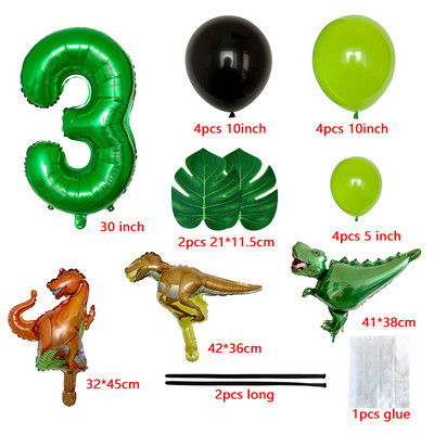 Dinoszaurusz Boldog születésnapot Garland Banner Roar Dino Party Balloons Jungle Animal Safari 1. Kids Születésnapi parti dekorációs kellékek