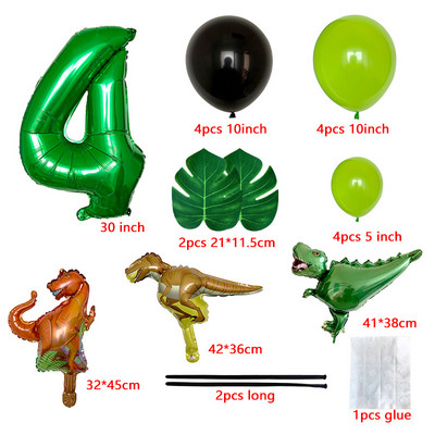Dinoszaurusz Boldog születésnapot Garland Banner Roar Dino Party Balloons Jungle Animal Safari 1. Kids Születésnapi parti dekorációs kellékek