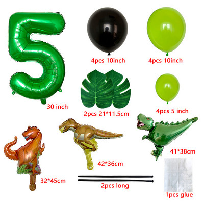 Dinoszaurusz Boldog születésnapot Garland Banner Roar Dino Party Balloons Jungle Animal Safari 1. Kids Születésnapi parti dekorációs kellékek