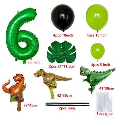 Dinoszaurusz Boldog születésnapot Garland Banner Roar Dino Party Balloons Jungle Animal Safari 1. Kids Születésnapi parti dekorációs kellékek
