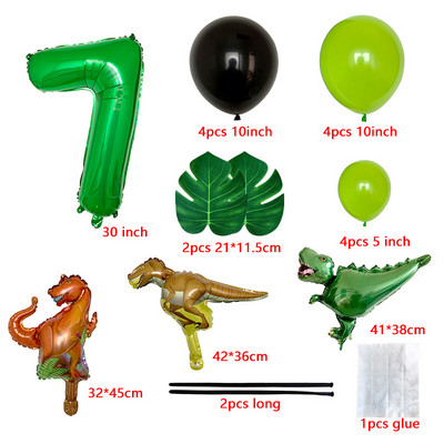 Dinoszaurusz Boldog születésnapot Garland Banner Roar Dino Party Balloons Jungle Animal Safari 1. Kids Születésnapi parti dekorációs kellékek