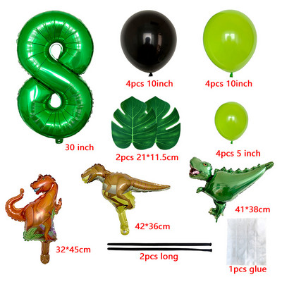 Dinoszaurusz Boldog születésnapot Garland Banner Roar Dino Party Balloons Jungle Animal Safari 1. Kids Születésnapi parti dekorációs kellékek