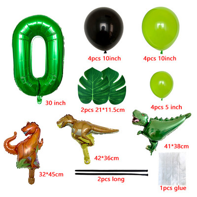 Dinoszaurusz Boldog születésnapot Garland Banner Roar Dino Party Balloons Jungle Animal Safari 1. Kids Születésnapi parti dekorációs kellékek