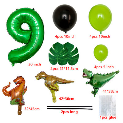 Dinoszaurusz Boldog születésnapot Garland Banner Roar Dino Party Balloons Jungle Animal Safari 1. Kids Születésnapi parti dekorációs kellékek