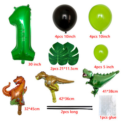 Dinoszaurusz Boldog születésnapot Garland Banner Roar Dino Party Balloons Jungle Animal Safari 1. Kids Születésnapi parti dekorációs kellékek
