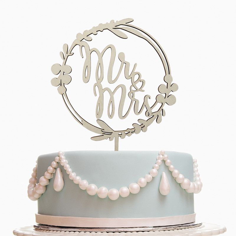 INS Nou din lemn de nunta Mr Mrs Cake Topper Flori Tort de nunta Topper pentru nunta Decoratiuni de tort pentru petrecere Rechizite pentru petreceri Dimensiune mare