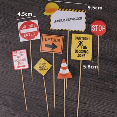 Celtniecības tēmas ballīšu kūku pildītāji Inženieris Automašīnu kūku kūku pildītāji Dekorācijas zēnu bērnu duša dzimšanas dienas ballītes dekors