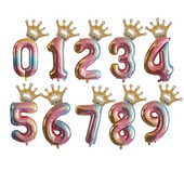 Suur 32-tolline heelium-õhu numbrikuju, suur kroonnumber, fooliumist õhupall, sünnipäevapeo kaunistused lastele