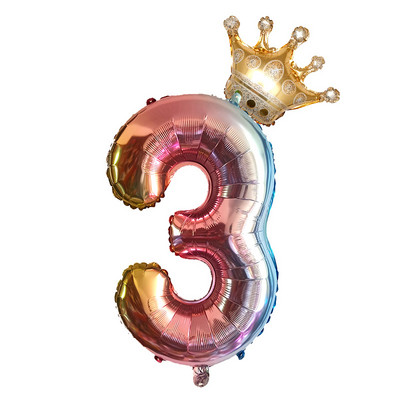 Suur 32-tolline heelium-õhu numbrikuju, suur kroonnumber, fooliumist õhupall, sünnipäevapeo kaunistused lastele