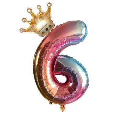 Suur 32-tolline heelium-õhu numbrikuju, suur kroonnumber, fooliumist õhupall, sünnipäevapeo kaunistused lastele