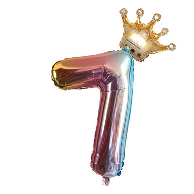 Suur 32-tolline heelium-õhu numbrikuju, suur kroonnumber, fooliumist õhupall, sünnipäevapeo kaunistused lastele