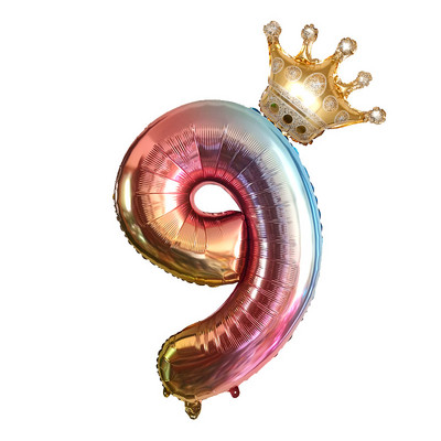 Suur 32-tolline heelium-õhu numbrikuju, suur kroonnumber, fooliumist õhupall, sünnipäevapeo kaunistused lastele