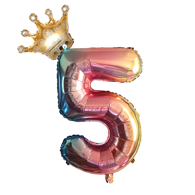 Suur 32-tolline heelium-õhu numbrikuju, suur kroonnumber, fooliumist õhupall, sünnipäevapeo kaunistused lastele