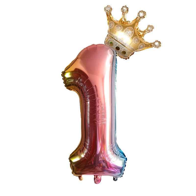 Suur 32-tolline heelium-õhu numbrikuju, suur kroonnumber, fooliumist õhupall, sünnipäevapeo kaunistused lastele