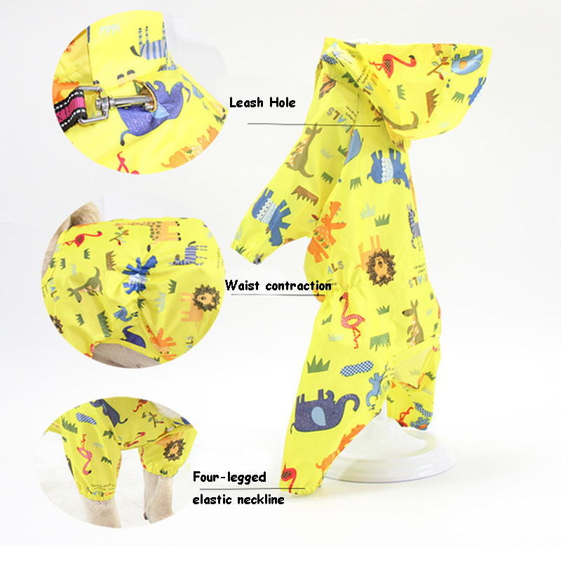 Kutya esőkabát nagytestű kutyáknak Vízálló kutya esőkabát Jumpsuit kis kutyáknak Francia bulldog Bichon kisállatkabát kapucnis esőkabáttal