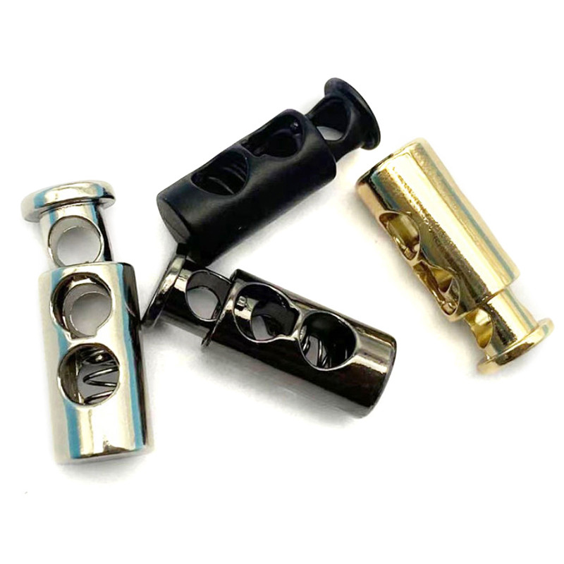 10 бр. Стопер за шнур с два отвора Превключва метална черна шнурова ключалка Пружинна закопчалка Стопер за части от въже за облекло Paracord