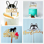 Új akril kisállatparti tortafedő Boldog születésnapot, ez az én barkdayom Arany tortafedő kisállat születésnapi tortadíszekhez