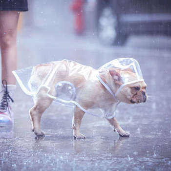 Дъждобран за кучета Водоустойчиво прозрачно палто с шлейф Външни дрехи за домашни любимци за малки средни кучета Френски булдог Кученце Голдън ретривър