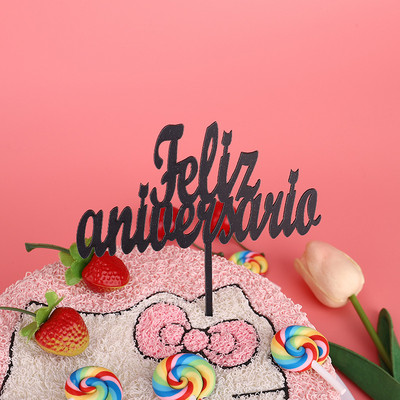 Hispaania akrüülist sünnipäevakoogikatted Roosa kullast ümmargused armastuse koogikatted lastele sünnipäevapeokoogikaunistuste tarvikud