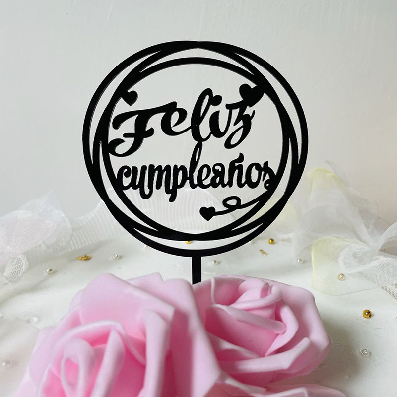 Hispaania akrüülist sünnipäevakoogikatted Roosa kullast ümmargused armastuse koogikatted lastele sünnipäevapeokoogikaunistuste tarvikud