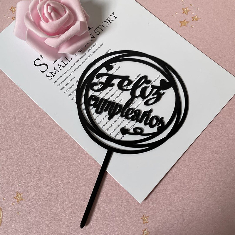 Hispaania akrüülist sünnipäevakoogikatted Roosa kullast ümmargused armastuse koogikatted lastele sünnipäevapeokoogikaunistuste tarvikud