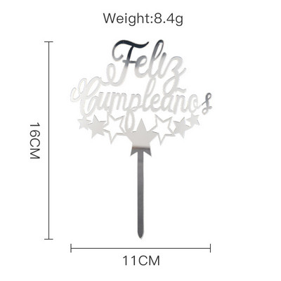 Acil Feliz Cumpleanos Espanol Spanyol Boldog születésnapot Tortafedő Arany Korona Design Cupcake Sütési Kellékek Party dekoráció