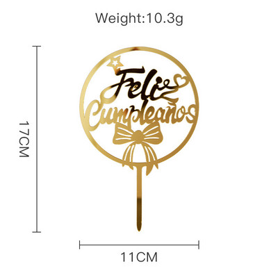 Acil Feliz Cumpleanos Espanol Spanyol Boldog születésnapot Tortafedő Arany Korona Design Cupcake Sütési Kellékek Party dekoráció