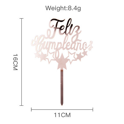 Acil Feliz Cumpleanos Espanol Spanyol Boldog születésnapot Tortafedő Arany Korona Design Cupcake Sütési Kellékek Party dekoráció