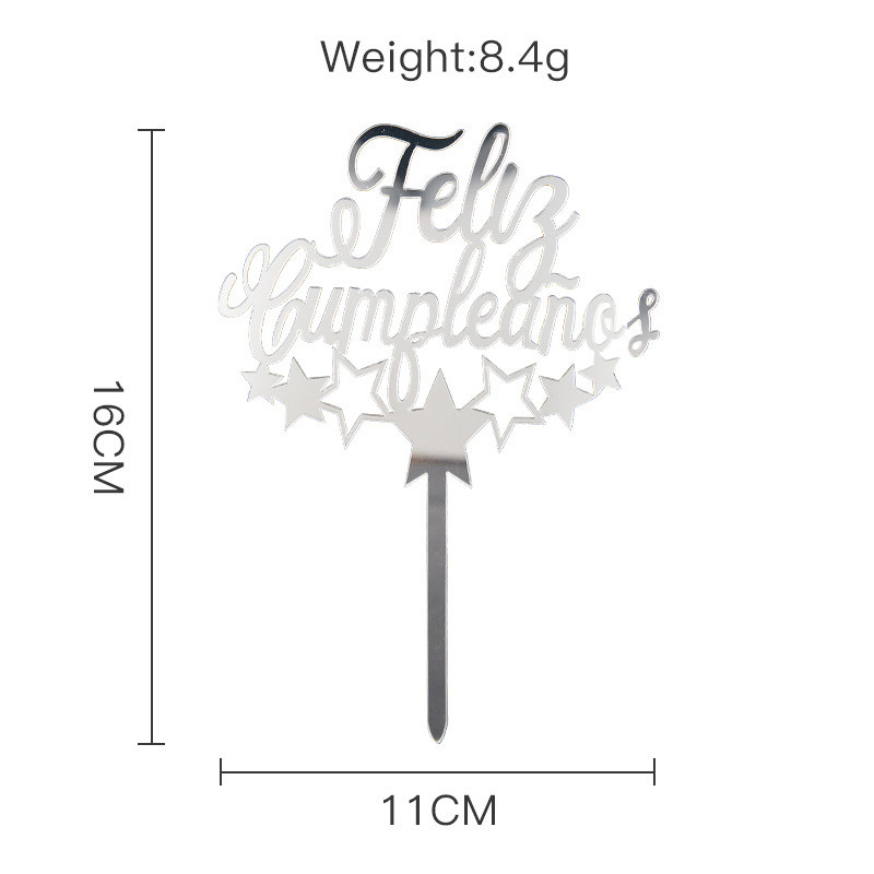 Acil Feliz Cumpleanos Espanol Spanyol Boldog születésnapot Tortafedő Arany Korona Design Cupcake Sütési Kellékek Party dekoráció