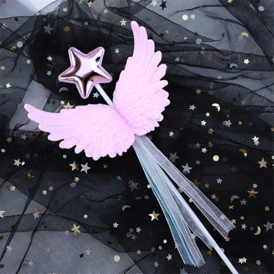 1 gab Creative Angel Wing Cake Topper Bake Cake Ievietotie kartīšu rotājumi Valentīna dienai Kāzu dzimšanas dienas cepšanas piederumi