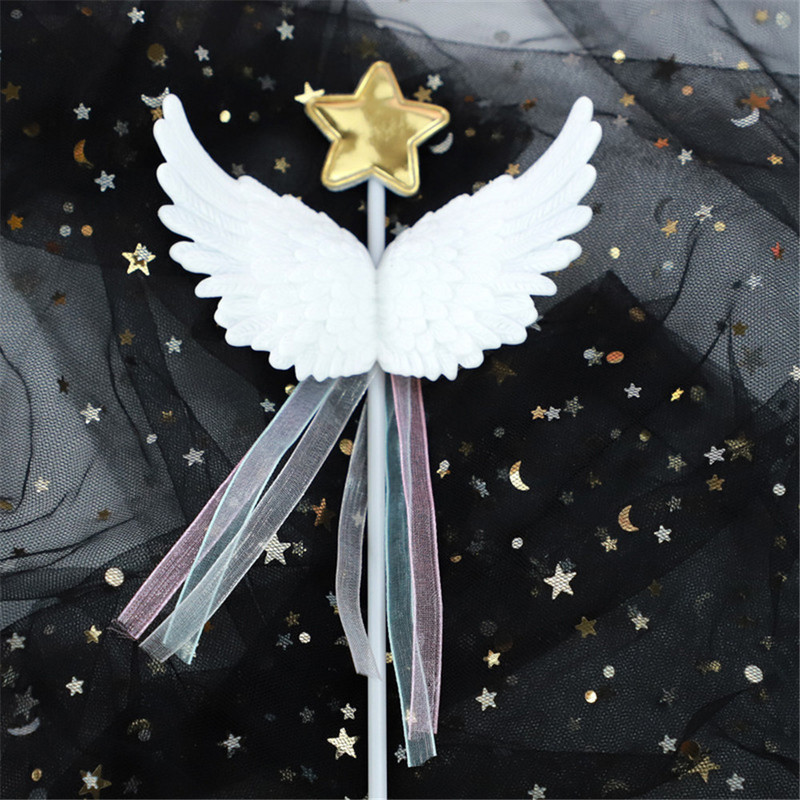 1 gab Creative Angel Wing Cake Topper Bake Cake Ievietotie kartīšu rotājumi Valentīna dienai Kāzu dzimšanas dienas cepšanas piederumi