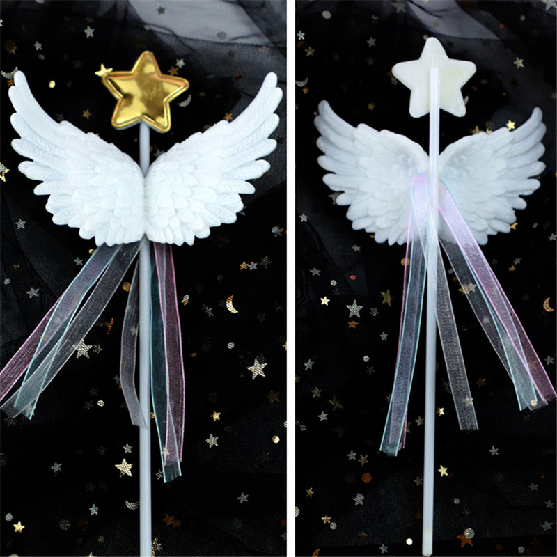1 gab Creative Angel Wing Cake Topper Bake Cake Ievietotie kartīšu rotājumi Valentīna dienai Kāzu dzimšanas dienas cepšanas piederumi